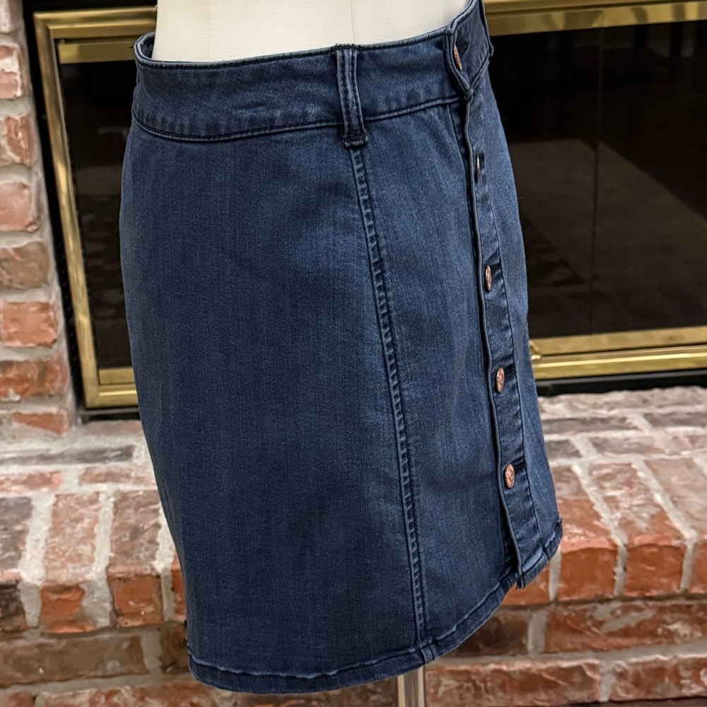 Celebrity Pink Y2K VTG Dark Blue A-Line Mini Skirt w/ Buttons / 7 Juniors / EUC - Picture 5 of 13